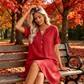 🍂🌸 OFFRE LIMITÉE 56% DE RÉDUCTION! Robe Tunique Indispensable à Col V avec Poches – Mélange de Coton Doux, Facile d’Entretien, Poches des Deux Côtés – Un Basique de Garde-Robe pour Printemps, Été et Superposition en Automne 🧥🧣