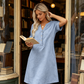 🍂🌸 OFFRE LIMITÉE 56% DE RÉDUCTION! Robe Tunique Indispensable à Col V avec Poches – Mélange de Coton Doux, Facile d’Entretien, Poches des Deux Côtés – Un Basique de Garde-Robe pour Printemps, Été et Superposition en Automne 🧥🧣