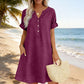 🍂🌸 OFFRE LIMITÉE 56% DE RÉDUCTION! Robe Tunique Indispensable à Col V avec Poches – Mélange de Coton Doux, Facile d’Entretien, Poches des Deux Côtés – Un Basique de Garde-Robe pour Printemps, Été et Superposition en Automne 🧥🧣