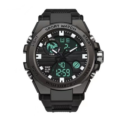 🔥⌚ PROMO FLASH 56% ! Montre Sport Homme Étanche 3ATM – Double Affichage (Analogique+Numérique), Rétroéclairage, Chronographe, Boîtier ABS Antichoc, Bracelet Résine 🌊