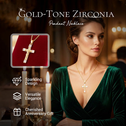 📢📢54 % DE RÉDUCTION !! ⏰Collier avec pendentif en zircone imitant l'or