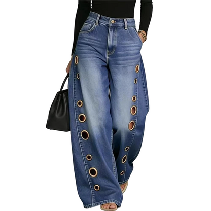 🔥Promotion exceptionnelle : 60 % de réduction🌟Jean pour femme à jambes larges avec œillets