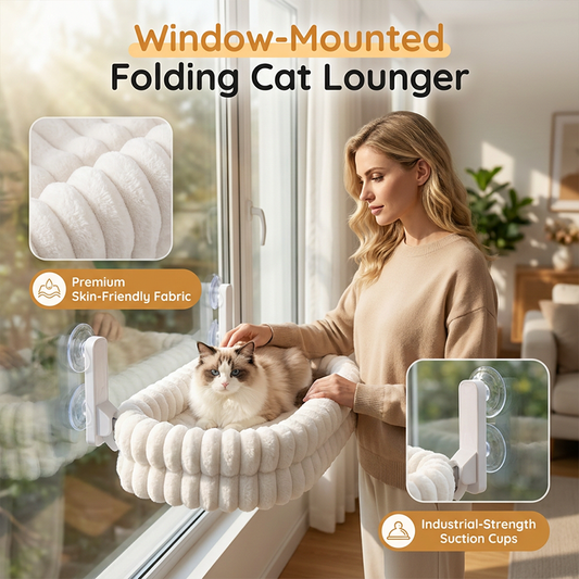 🐱 55% DE RÉDUCTION! 🪟 Hamac de fenêtre pliable – Ventouses solides & ultra‑doux ✨