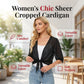 📢50 % DE RÉDUCTION⏰Top/Blouse Femme en Chiffon Transparent à Nœud Devant – Coupe Courte, Décolleté en V, Style Romantique & Élégant, Parfait pour Superposition🍷