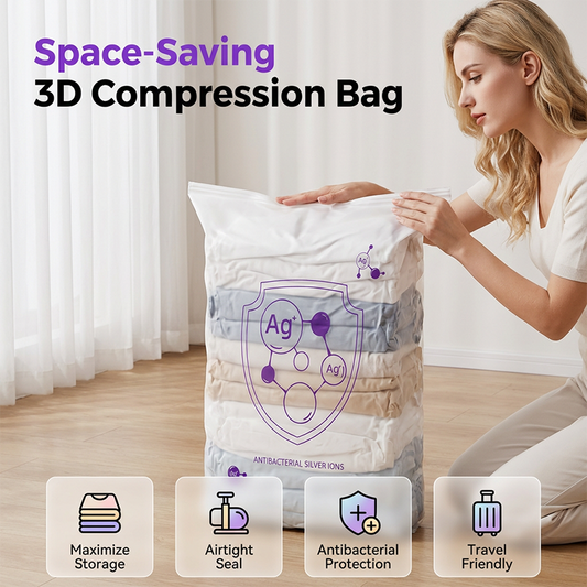 🧺📦 PROMO FLASH 53% ! Sacs de Rangement Sous Vide pour Maison – Compression par Pression, Technologie Ions d'Argent Antibactérienne, 2 Tailles, Gain de Place Maximal ✨