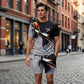 👕 60% DE RÉDUCTION 🩳 Ensemble T-shirt et short à imprimé abstrait pour homme – Léger, respirant & coupe décontractée – parfait pour l’été, le sport ou les journées décontractées – look moderne et unique 🎨