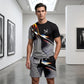 👕 60% DE RÉDUCTION 🩳 Ensemble T-shirt et short à imprimé abstrait pour homme – Léger, respirant & coupe décontractée – parfait pour l’été, le sport ou les journées décontractées – look moderne et unique 🎨