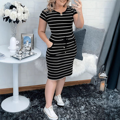 ⏳ Offre à durée limitée — 50 % de réduction ⏰✨Robe d'été rayée pour femme avec poches