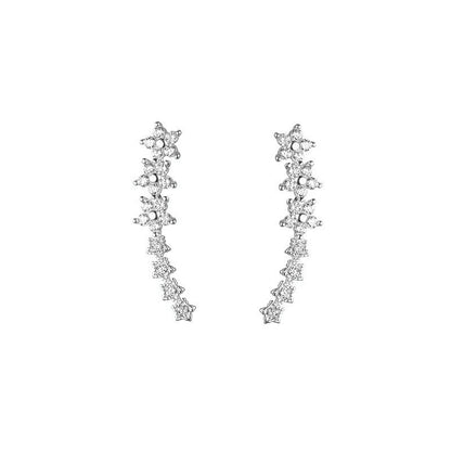 ✨ 56% DE RÉDUCTION MAINTENANT ! 🌟 Boucles d'oreilles grimpeuses étoile fleur en strass – Cristaux scintillants, design remontant confortable – parfaites pour le glamour quotidien ou les occasions spéciales 🌸