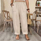👖 PROMO LIMITÉE 57% DE RÉDUCTION ! ✨ Pantalon Femme Casual à Chevilles Retroussées – Ceinture Élastique, Coupe Ample, Poches Plaquées 🌿