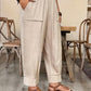 👖 PROMO LIMITÉE 57% DE RÉDUCTION ! ✨ Pantalon Femme Casual à Chevilles Retroussées – Ceinture Élastique, Coupe Ample, Poches Plaquées 🌿