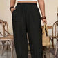 👖 PROMO LIMITÉE 57% DE RÉDUCTION ! ✨ Pantalon Femme Casual à Chevilles Retroussées – Ceinture Élastique, Coupe Ample, Poches Plaquées 🌿