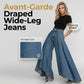 👖 Jean femme taille haute à jambes larges et ourlet asymétrique –🔥 look moderne, flatteur et facile à assortir