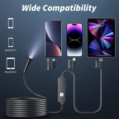 ✨ -55% ! 📱 Caméra Endoscope HD TechView™ 1920P pour iPhone et Android – 8 LED Réglables & IP67 – Câble Semi-Rigide pour Plomberie et Auto 🔍