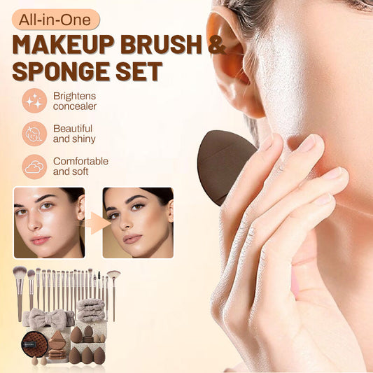 💄PROMO LIMITÉE 52%✨Ensemble Pinceaux & Éponges de Maquillage (40 ou 51 Pièces) – Tout-en-Un, Doux, Économiseur de Produit, 5 Kits Couleurs au Choix 🎨