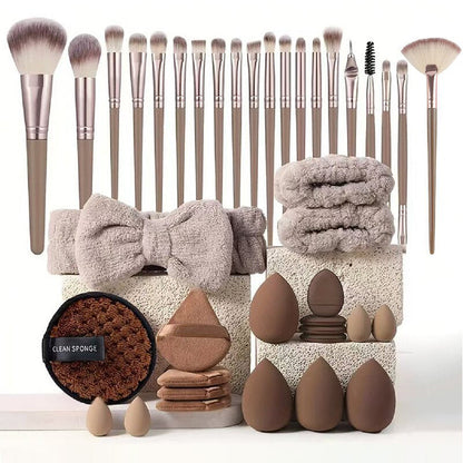 💄PROMO LIMITÉE 52%✨Ensemble Pinceaux & Éponges de Maquillage (40 ou 51 Pièces) – Tout-en-Un, Doux, Économiseur de Produit, 5 Kits Couleurs au Choix 🎨