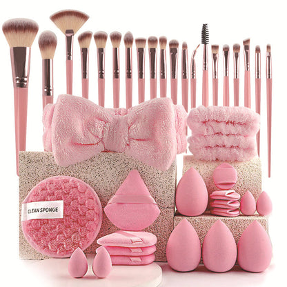 💄PROMO LIMITÉE 52%✨Ensemble Pinceaux & Éponges de Maquillage (40 ou 51 Pièces) – Tout-en-Un, Doux, Économiseur de Produit, 5 Kits Couleurs au Choix 🎨