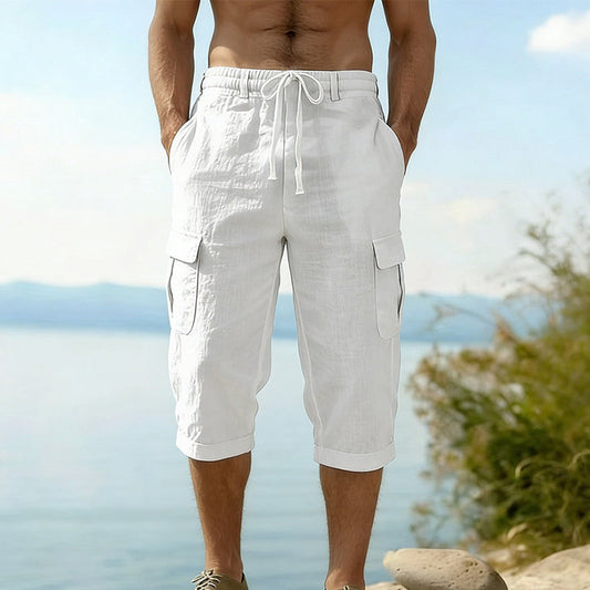 ⏰ -57% – Pour une durée limitée !👖Pantalon capri cargo en lin mélangé pour homme🌬️ Léger, respirant et conçu pour le confort