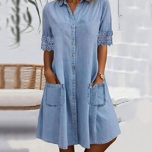 ⏰ -52% – Pour une durée limitée ! 💃Robe en jean ample et décontractée pour femme, avec poches