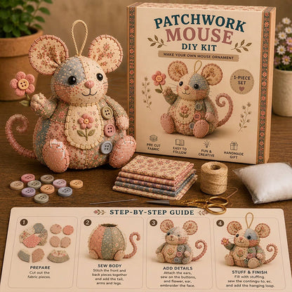 🐭✨ Trousse à couture vintage faite main en forme de souris – Design compact et unique