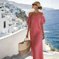 👗 53 % DE RÉDUCTION POUR UNE DURÉE LIMITÉE ! ✨ Robe à rayures et épaules dénudées pour femme – Élégante, fluide, chic et estivale 🌊