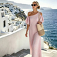 👗 53 % DE RÉDUCTION POUR UNE DURÉE LIMITÉE ! ✨ Robe à rayures et épaules dénudées pour femme – Élégante, fluide, chic et estivale 🌊