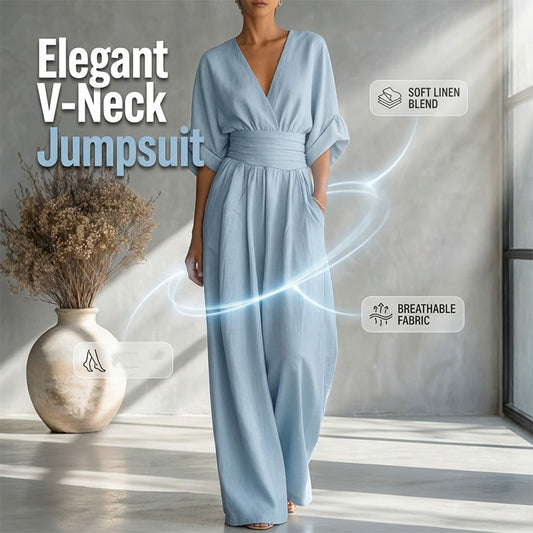 👗 57% de réduction 🌍 Combinaison ample à taille haute et encolure en V pour femme — Tissu fluide et léger, coupe ajustée et confortable ✨