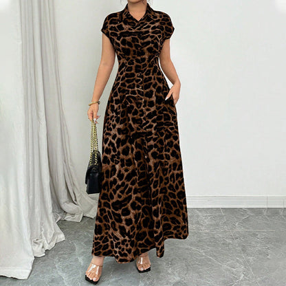 ⏳60 % de réduction pour une durée limitée⏰Robe élégante à revers pour femme, imprimé léopard🐆👗