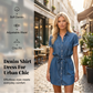 👗60 % DE RÉDUCTION POUR UNE DURÉE LIMITÉE ! 💥 Robe-chemise décontractée en jean pour femme – Cordon de serrage à la taille, manches retroussées, poche ✨