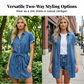 👗60 % DE RÉDUCTION POUR UNE DURÉE LIMITÉE ! 💥 Robe-chemise décontractée en jean pour femme – Cordon de serrage à la taille, manches retroussées, poche ✨