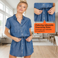 👗60 % DE RÉDUCTION POUR UNE DURÉE LIMITÉE ! 💥 Robe-chemise décontractée en jean pour femme – Cordon de serrage à la taille, manches retroussées, poche ✨