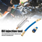 🔧❄️ PROMO -60% ! Injecteur Colorant & Huile Climatisation Auto – Laiton Premium Haute Résistance, Tuyau 2500 PSI, Raccord Rapide R134a, Corps Transparent Gradué · 230g ✨