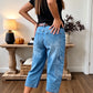 📢👖 PROMO FLASH 61% ! Pantalon Jean Court Extensible Femme – Coupe Barrel Décontractée, Taille Mi-Haute, Poches Multiples, 2 Coloris, Tailles S-3XL, Idéal Quotidien ✨