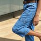 📢👖 PROMO FLASH 61% ! Pantalon Jean Court Extensible Femme – Coupe Barrel Décontractée, Taille Mi-Haute, Poches Multiples, 2 Coloris, Tailles S-3XL, Idéal Quotidien ✨