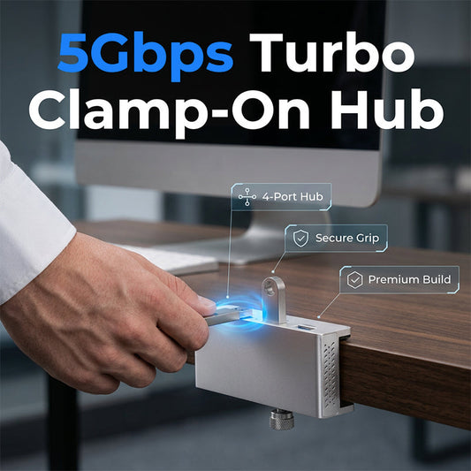 💻🖇️📌 OFFRE LIMITÉE 57% DE RÉDUCTION! Hub USB 3.0 à Pince – Station d’Accueil 4 Ports en Aluminium, Se Fixe Solidement au Bord du Bureau – Libère de l’Espace de Travail et Garde les Câbles Bien Organisés 🖥️✨