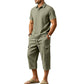👔 PROMO EXCEPTIONNELLE 54% DE RÉDUCTION ! ☀️ Ensemble Lin Homme Été – Chemise Ample & Short Cargo – Respirant & Élégant – Parfait pour les Journées Chaudes et les Sorties Décontractées 🌊✨🩳