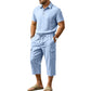 👔 PROMO EXCEPTIONNELLE 54% DE RÉDUCTION ! ☀️ Ensemble Lin Homme Été – Chemise Ample & Short Cargo – Respirant & Élégant – Parfait pour les Journées Chaudes et les Sorties Décontractées 🌊✨🩳