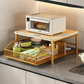 📢📢58% DE RÉDUCTION !! ⏰  Support Micro-Ondes 2 niveaux avec tiroir coulissant – Gain de place, étagère surélevée & panier intégré – Idéal pour cuisine, café & dortoir ✨