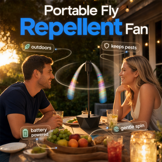 📢📢55% DE RÉDUCTION !!⏰Ventilateur Répulsif Anti-Mouches Rechargeable USB Rétractable pour Extérieur