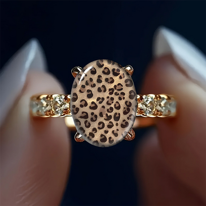 🎉 54% DE RÉDUCTION ! 🐆 Bague Ovale Vintage Léopard – Alliage – Motif Sauvage & Pierres Scintillantes for Femme