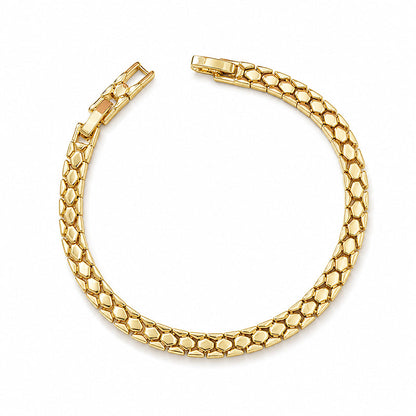 💛 56% DE RÉDUCTION ! 📿 Bracelet Chaîne Or Élégant Femme – Alliage Doré – Motif Écailles de Serpent & Léger for Quotidien