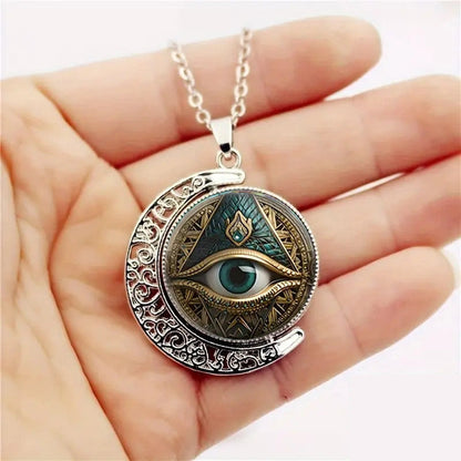 👁️ 52% DE RÉDUCTION! ✨ Collier Pendentif Œil Omniscient Vintage – Alliage de zinc, design mystérieux & rétro – Parfait pour le quotidien et les soirées 🖤