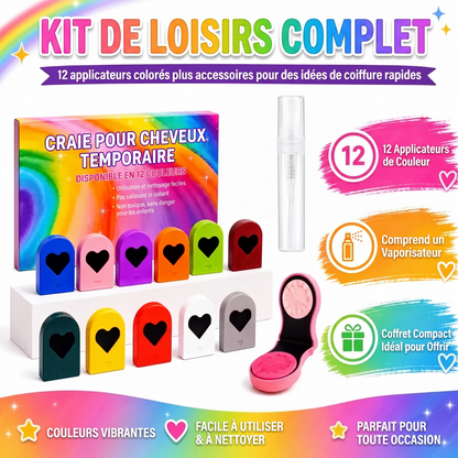 🎨 55% DE RÉDUCTION! 💇 Set de craies capillaires temporaires – Faciles à appliquer, amusantes & lavables – Idéales pour les filles créatives et les looks colorés 🌈