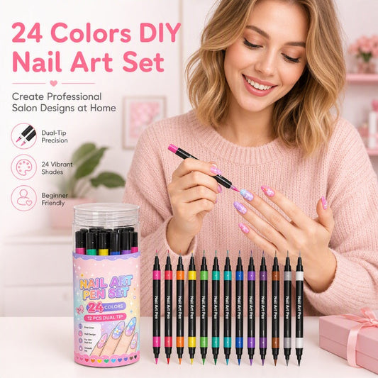 📢📢56 % DE RÉDUCTION !! ⏰ Set de 12 stylos nail art – Double pointe, tracé précis et créativité illimitée pour des ongles élégants à la maison 🖌️