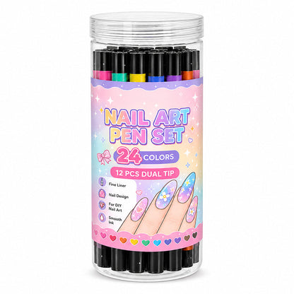 📢📢56 % DE RÉDUCTION !! ⏰ Set de 12 stylos nail art – Double pointe, tracé précis et créativité illimitée pour des ongles élégants à la maison 🖌️