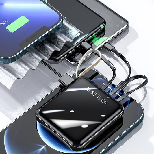 Fast Charging 20000mAh Mini Power Bank with Built-in Cables